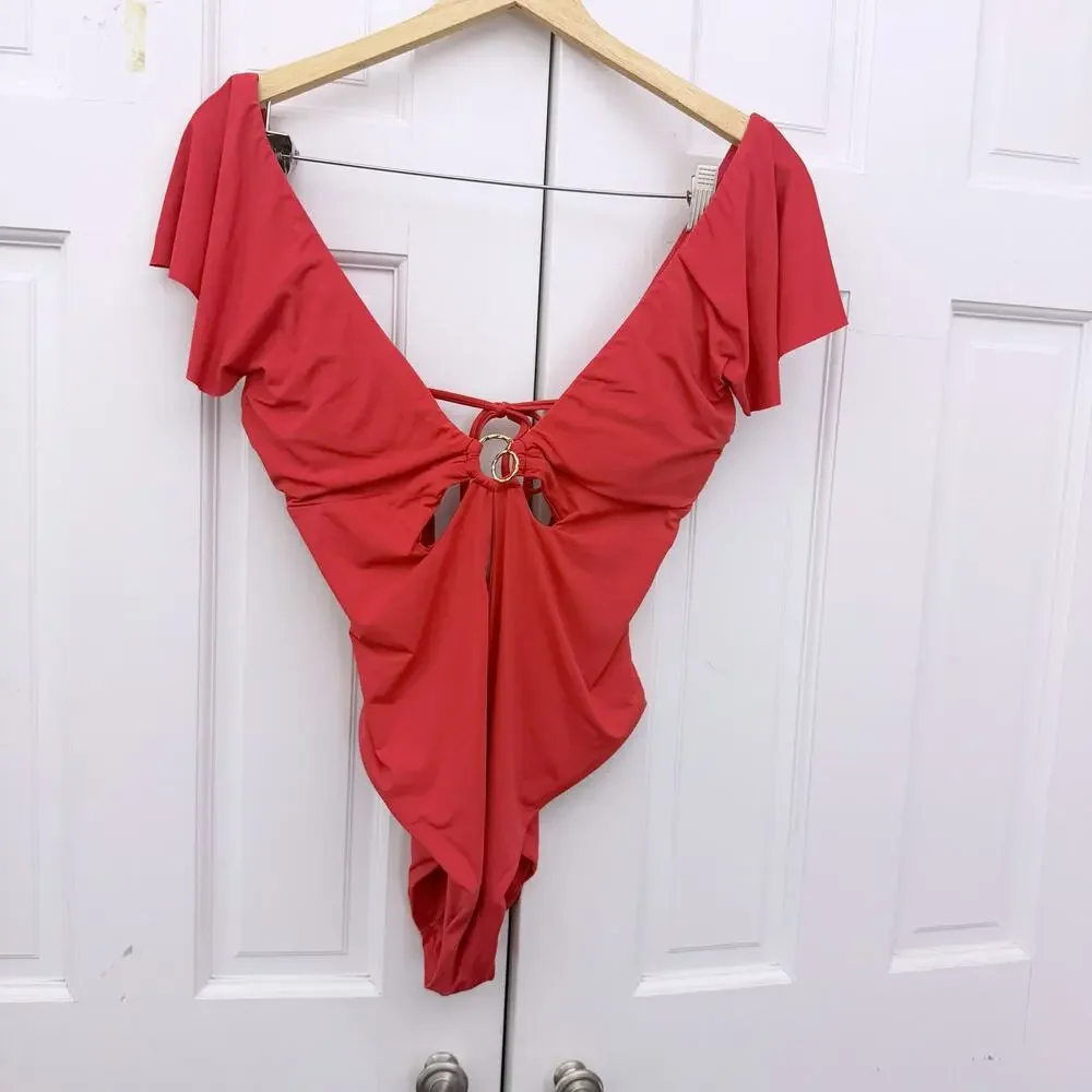 Trina Turk Monaco Flutter Sleeve One Piece Swimsuit